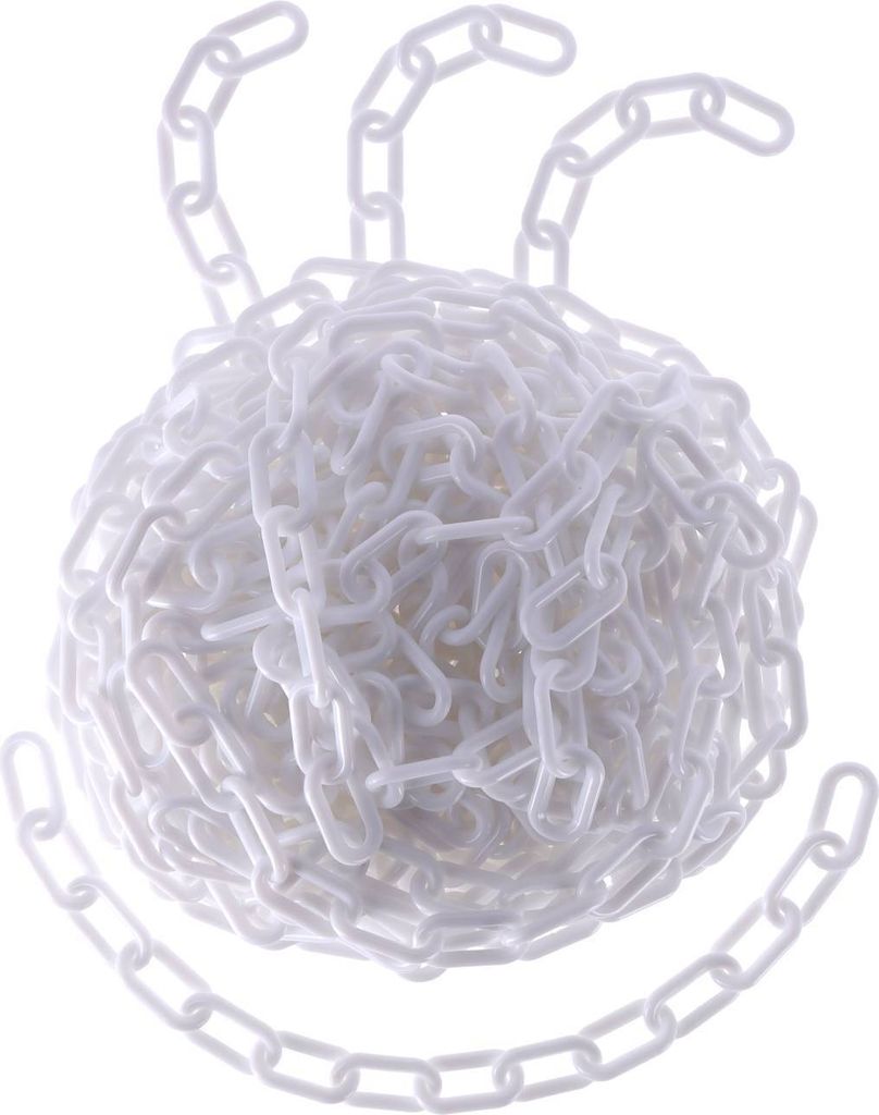 TIBU Absperrkette Kunststoff Warnkette Kunststoffkette 8 mm Stärke - Weiß - Länge 200 cm - witterungsbeständig und stabil