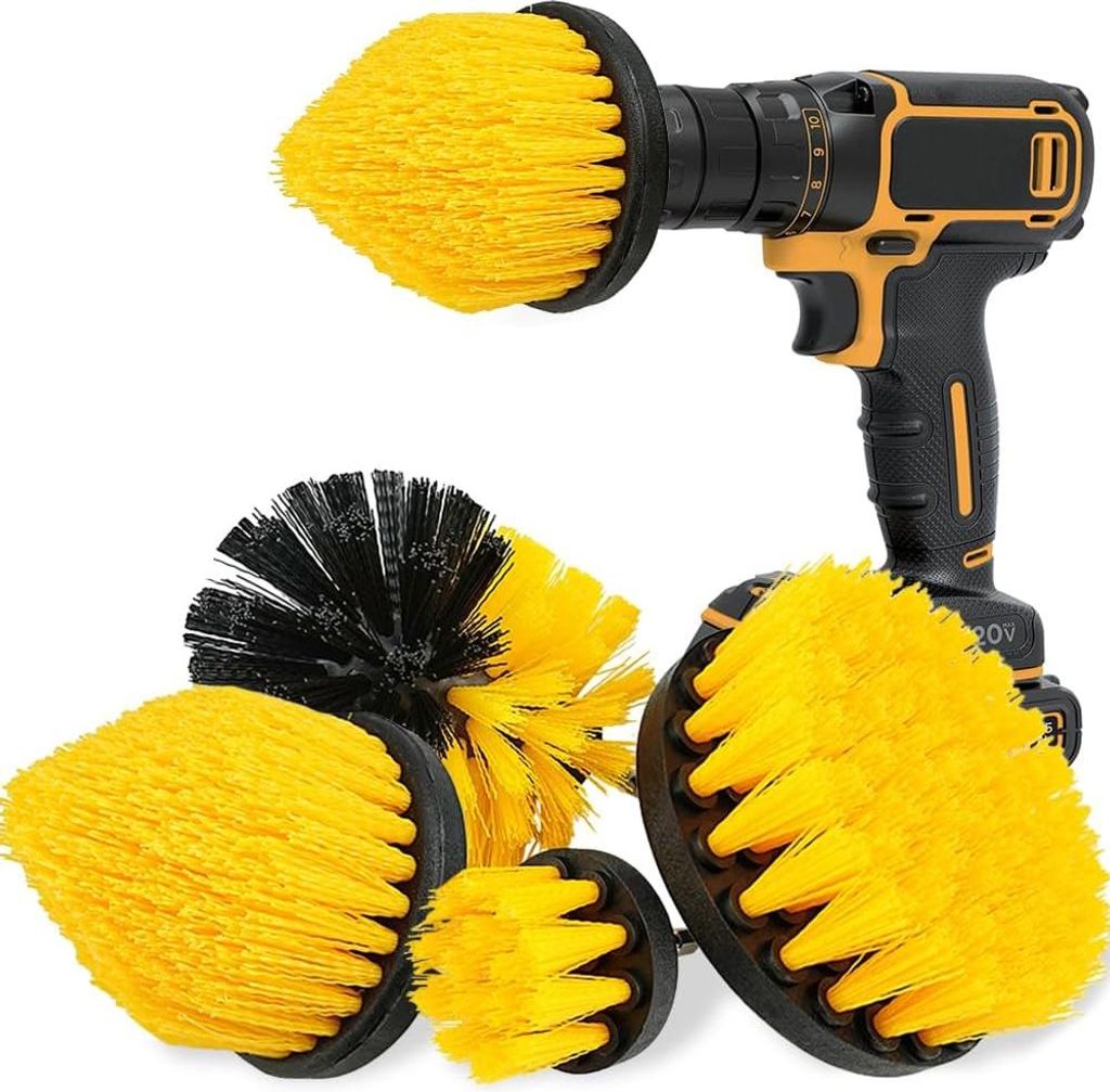 Bohrbürsten Set 4 Stück, Sechskant-Aufsatz Für Akkuschrauber, Nylon Reinigungsbürsten Für Badewanne, Fliesen, Marmor Und Teppich