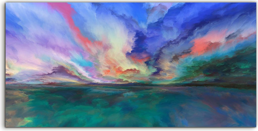 Coloray Spritzschutz aus Glas 100x50 Wandkunst Küchenrückwand Wolken der abstrakten Landschaft