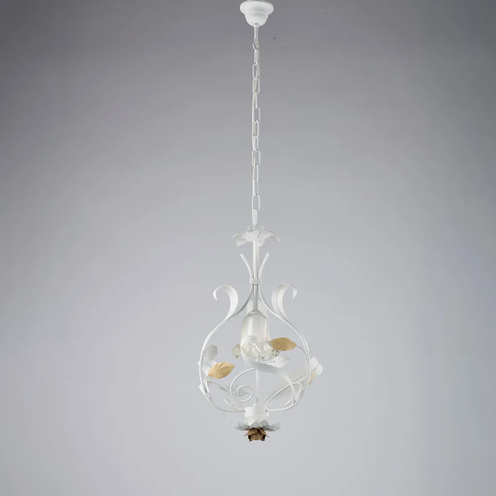 Lustre pour chambre ou salon Shabby blanc Cesto d.33 1 lumière