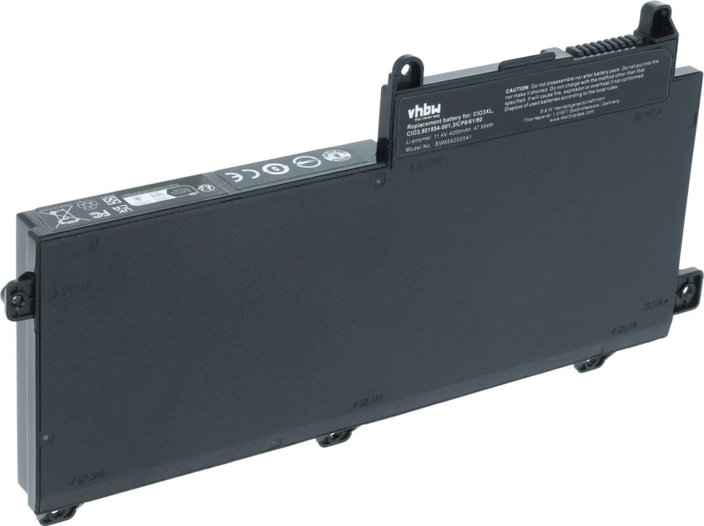 vhbw Akku Ersatz für HP HSTNN-UB6Q, T7B31AA, 801554-001, CI03XL, CI03, CIO3XL, CIO3 für Notebook (4200 mAh, 11,4 V, Li-Polymer)
