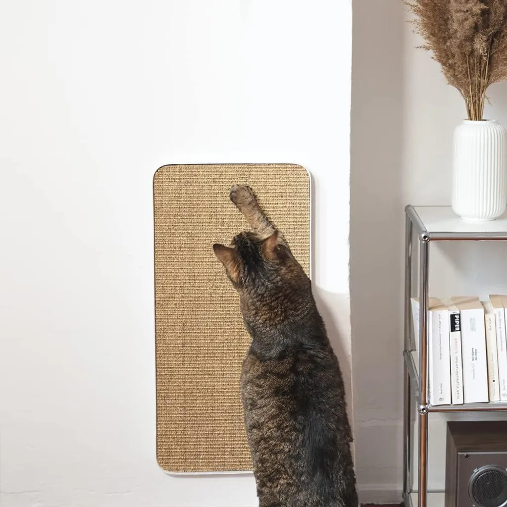 Griffoir pour chat grand format en sisal avec support métal blanc 60cm