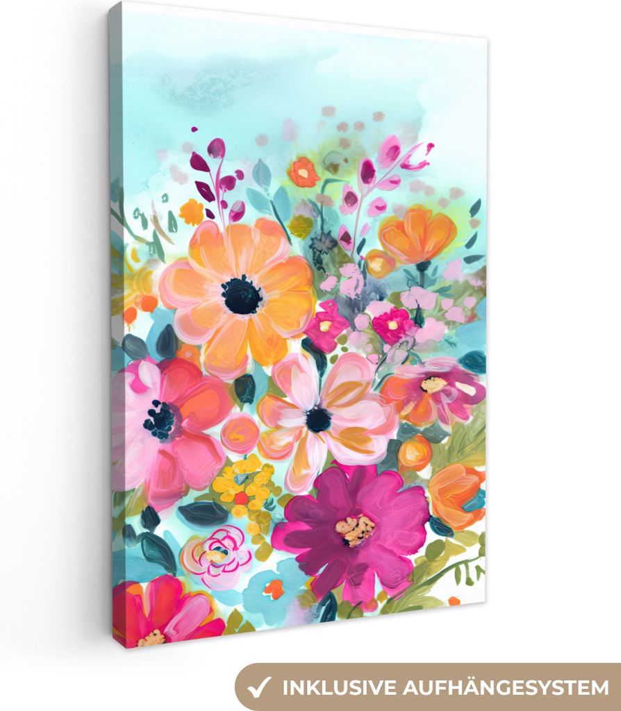 OneMillionCanvasses - Leinwandbilder - 90x140 cm, Blumen - Malerei - Natur - Botanisch, Wandbilder Kunstdruck Wanddekoration - Foto auf Leinwand ...