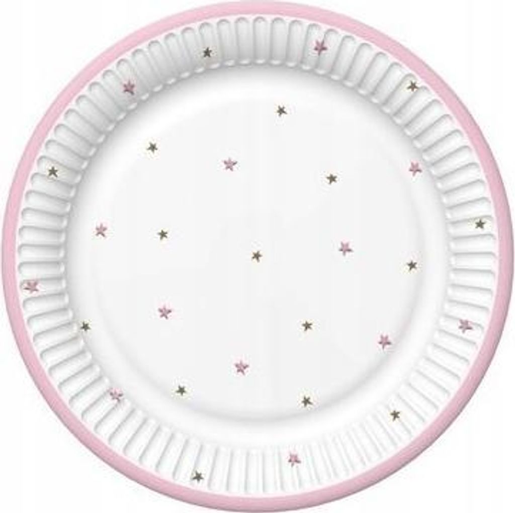 Pappteller Sterne Rosa 18cm 8St.