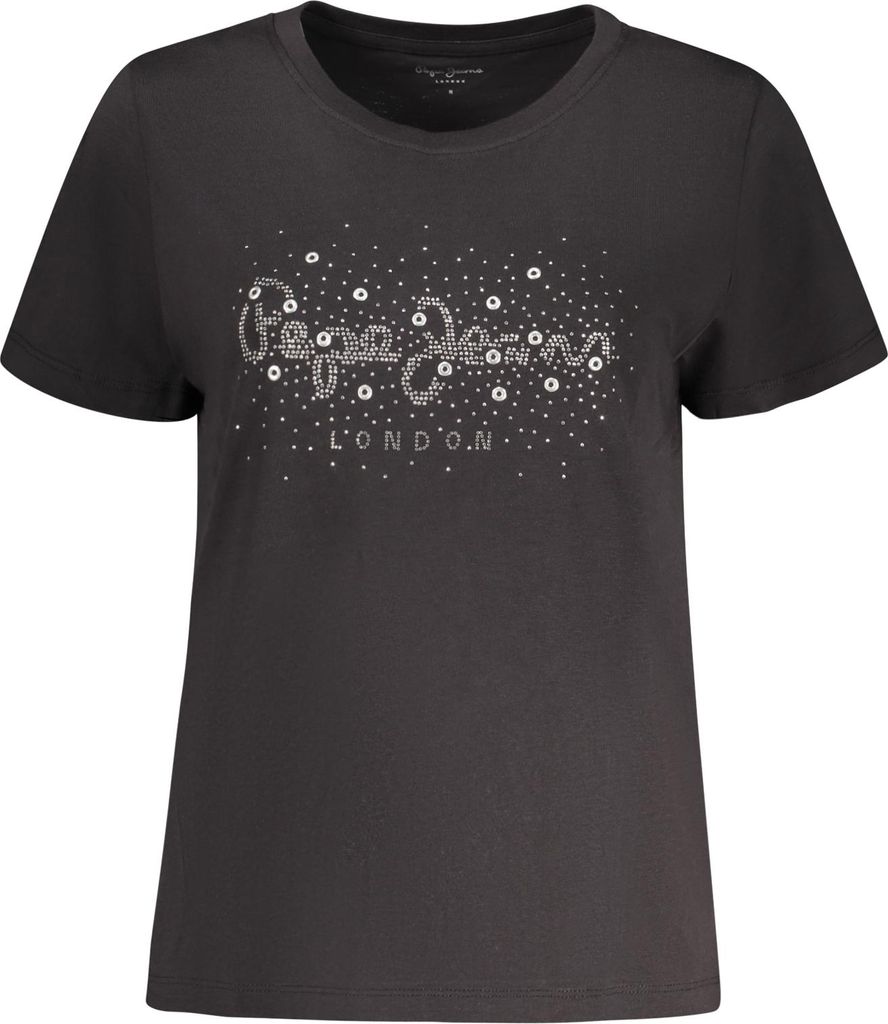 Nachhaltiges Damen Kurzarm T-Shirt: Schwarz mit Strass & Nieten