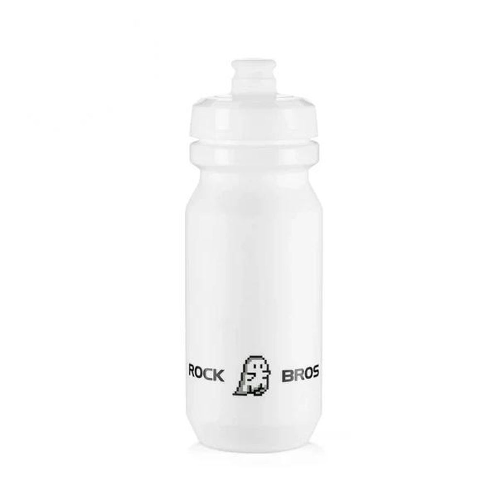 ROCKBROS Trinkflasche Auslaufsicher, Wasserflasche Einhandöffnung Sichere Verriegelung,Fahrradflasche mit rutschfest Gummi Grip für Radfahren,Weiß