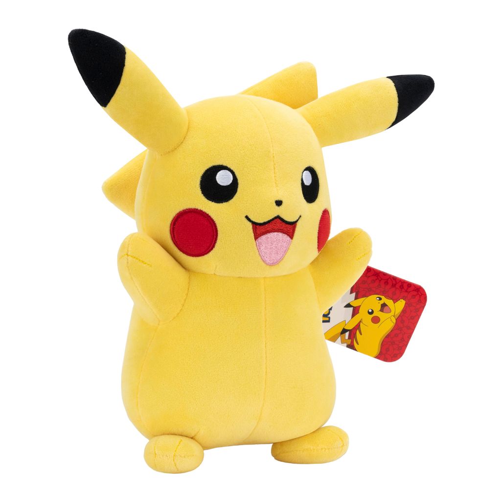A plush toy of the character Pikachu from Pokémon.