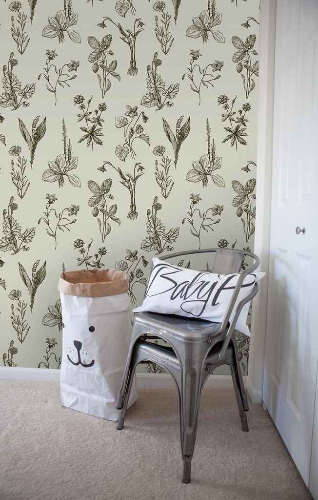 Coloray Fototapete 104x70 cm Latextapete Magicstick - Sketches wild flowers golden