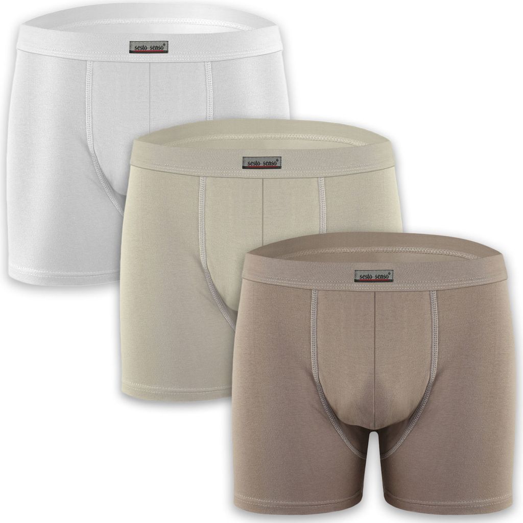 SESTIMI BM03 Herren Boxershorts 3er Pack | Klassischer Schnitt, neutrale Farben | Weich & elastisch | Baumwolle & Elasthan | Hergestellt in der EU