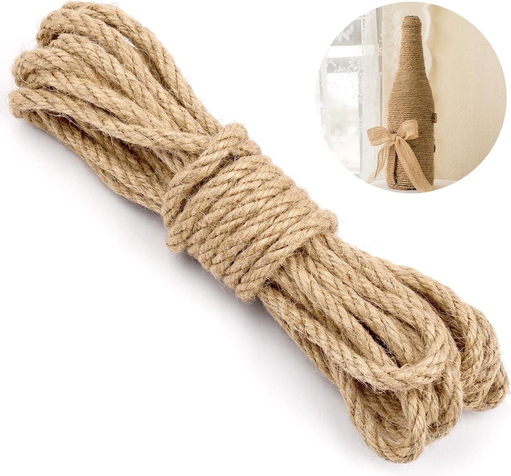 Hanfseil, Juteseil 10 mm 10 m, Natur Tau Seil Kordel, Juteschnur Bastelschnur für Garten, DIY Kunsthandwerk und Dekoration 6mm*5m