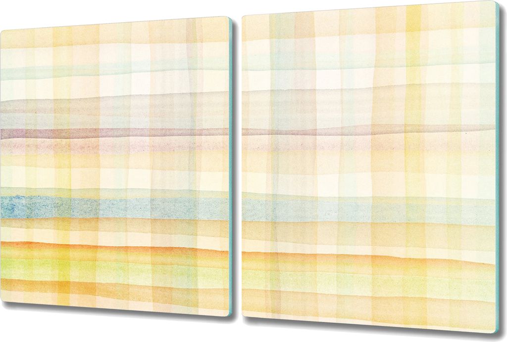 Glas Schneidebrett Herdabdeckplatten Schneideplatten - 2x 40x52 cm - Aquarell Kakteen