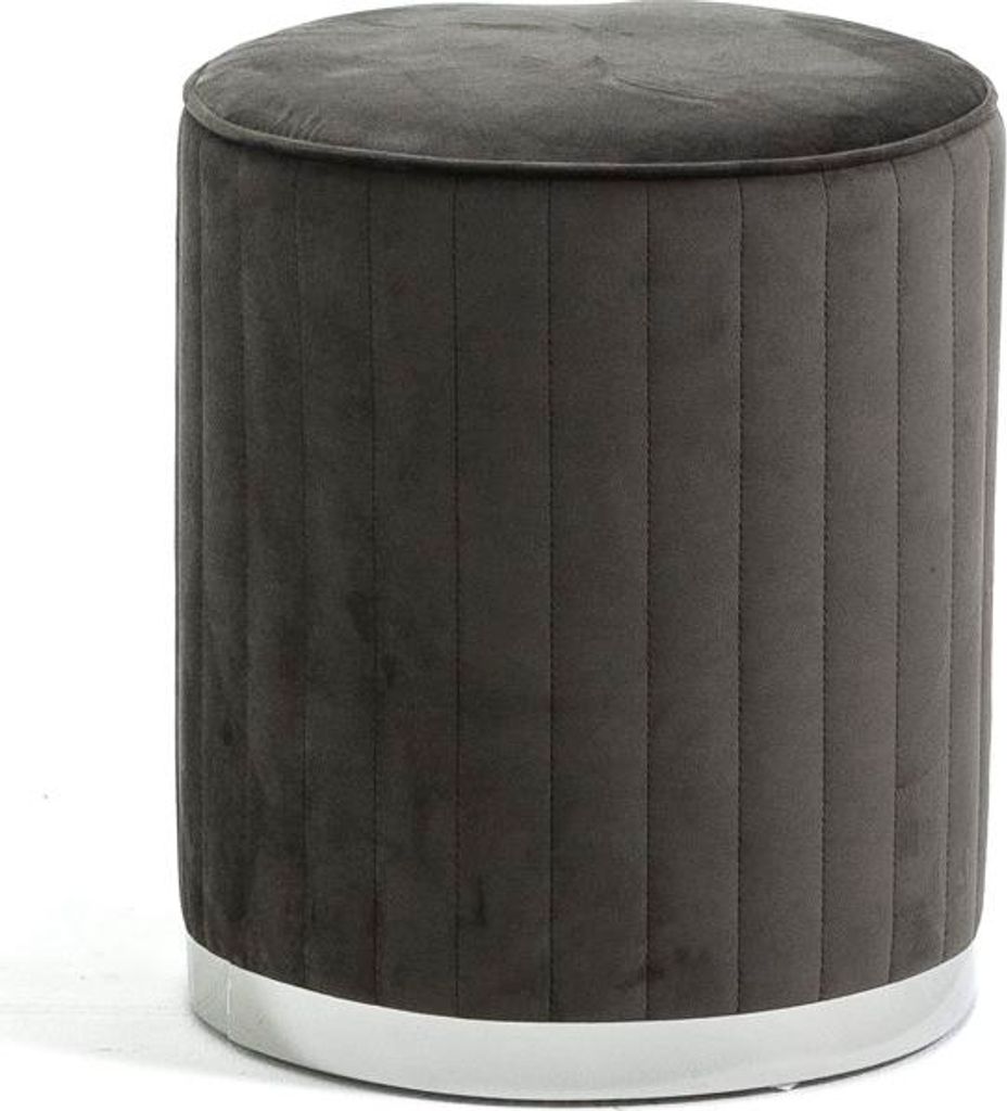 Gepolsterter Samt-Pouf mit chromfarbener Basis – elegantes, modernes und kompaktes Design für Schlafzimmer, Wohnzimmer und Wohnbereich – RUBY ...