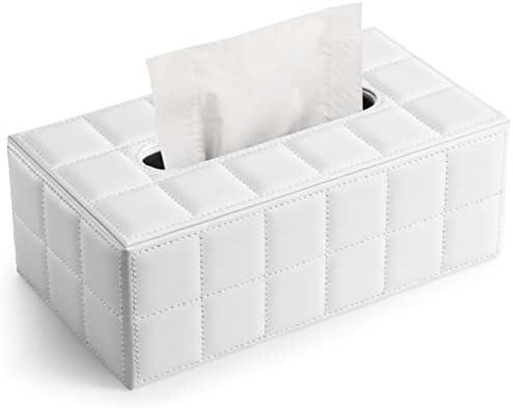 Kosmetiktücherbox Tücher Box aus Leder (Weiß) Produktbild 