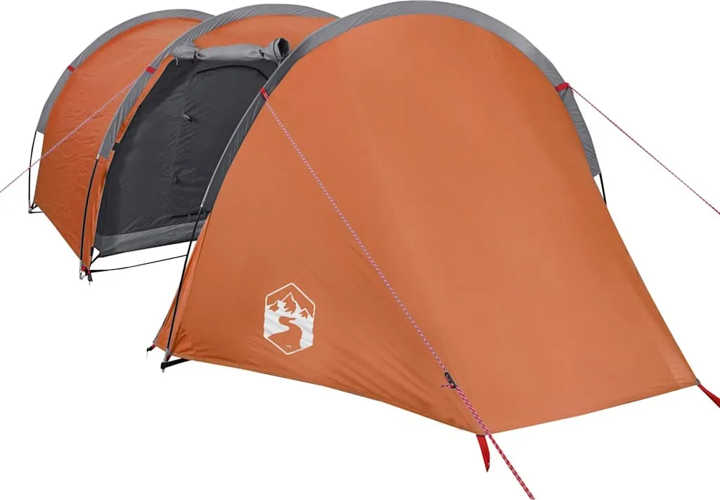 vidaXL Tente Tunnel 4 Personnes Orange Étanche pour Camping Familial