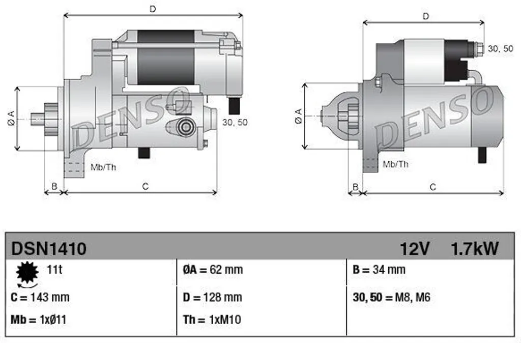 Démarreur électrique pour Jaguar XF X260 et XJ X351, modèle DSN1410