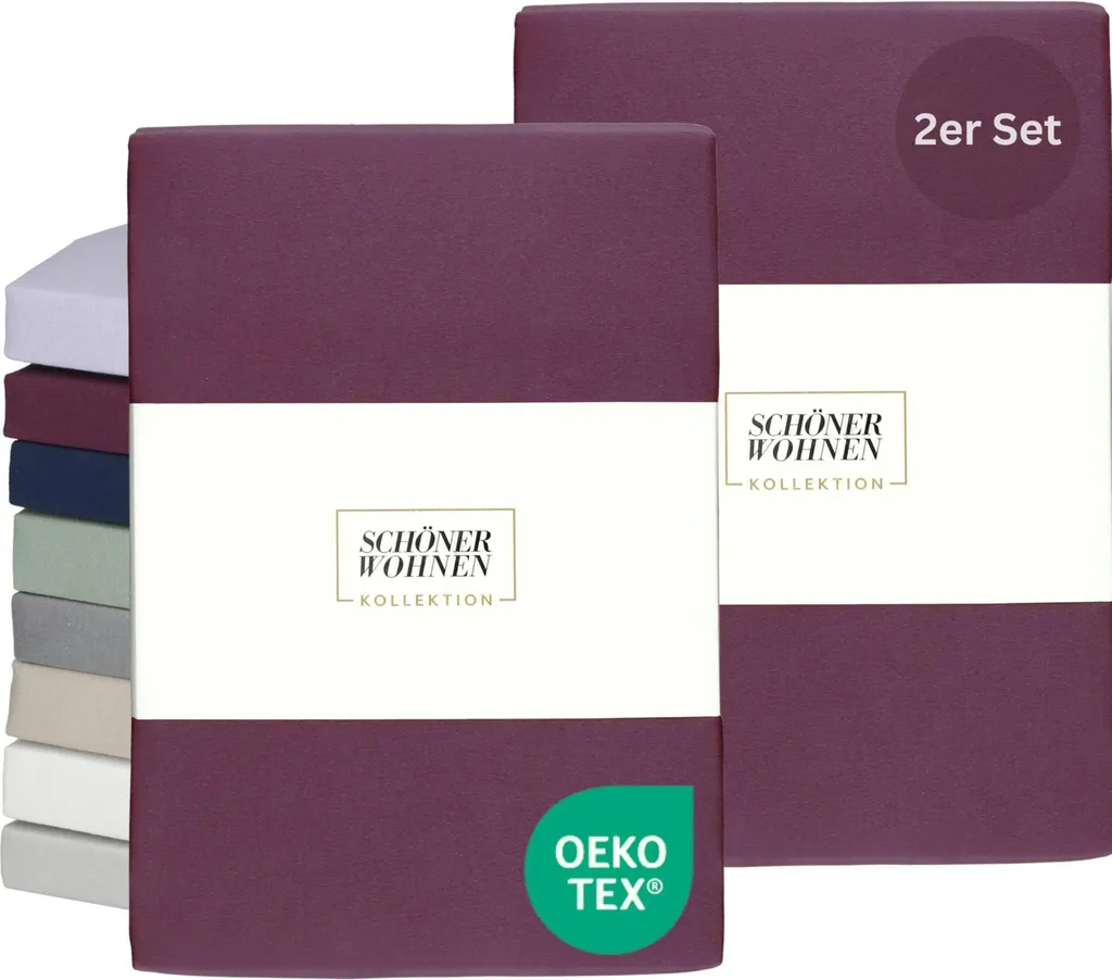 Lenzuola con Angoli 100x200 Beere Set 2 pz SCHÖNER WOHNEN Home