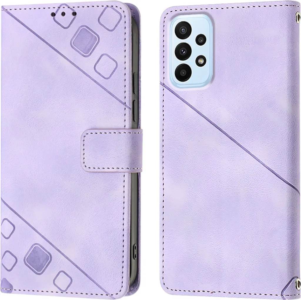 Cover Viola Samsung A73 5G: Custodia Elegante in Pelle con Intagli 3D - 1