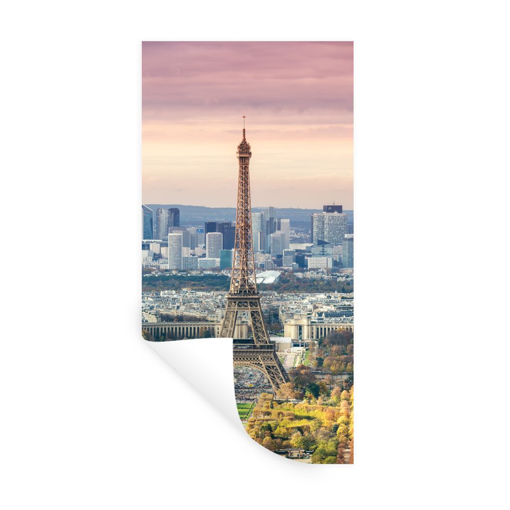 MuchoWow Wandtattoo Wandsticker Wandaufkleber Eiffelturm - Paris - Himmel 60x120 cm Selbstklebend und Repositionierbar - Selbstklebend - Fototapeten