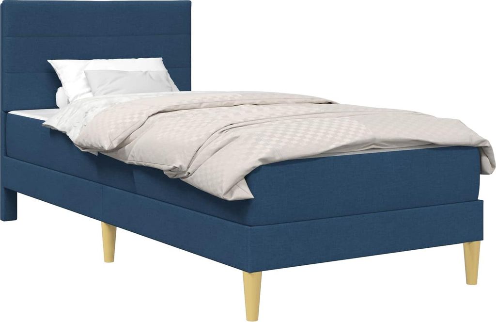 vidaXL Bettrahmen Blau 90 x 200 cm Polyester