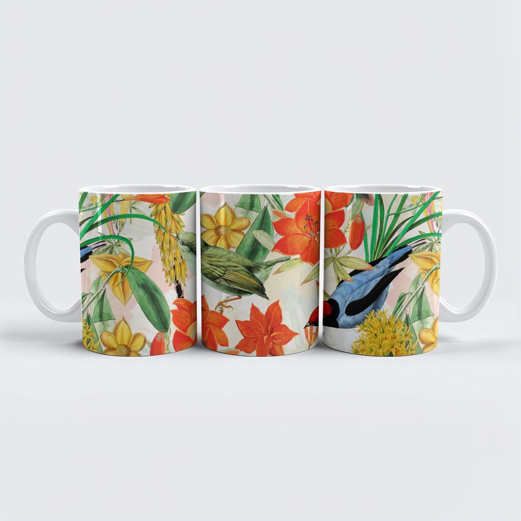 raxxa Premium-Tasse "Dschungelpracht vergangener Tage: Tropisches Vintage-Design"