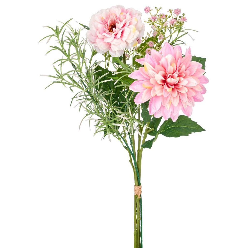 CREATIV green Dahlienmixstrauß 65 cm Rosa – Kunstblumen Strauß künstlich für Vase, Tischdeko & Wohnraumdeko, Dekoblumen naturgetreu, Stiele e...