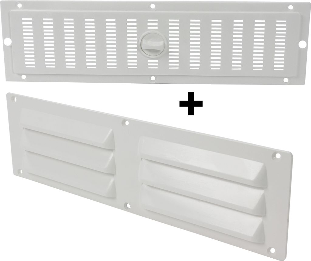 Lüftungsgitter + Schiebelüfter Wohnwagen Wohnmobil Caravan Boot weiß 70 x 250 mm Kunststoff weiß