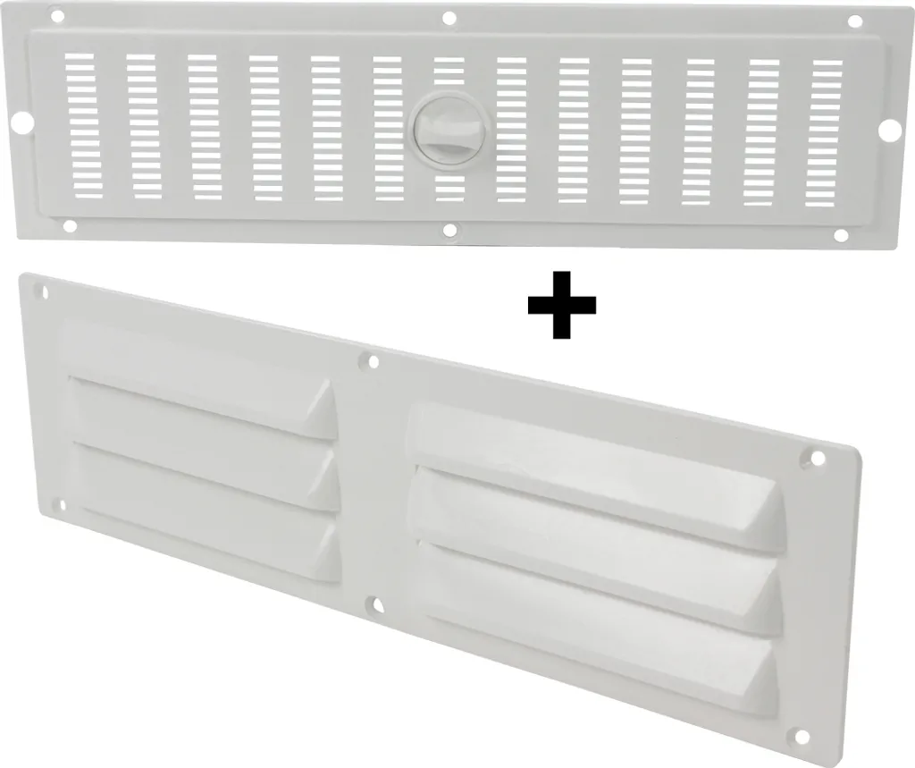 Grille aération pour caravane et bateau 70 x 250 mm avec obturateur