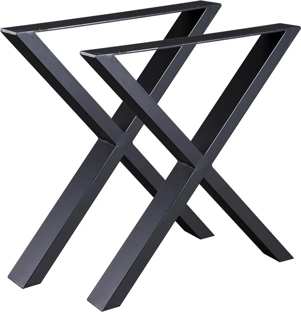 Pieds de table en métal style industriel noir en X pour bureau 60x72