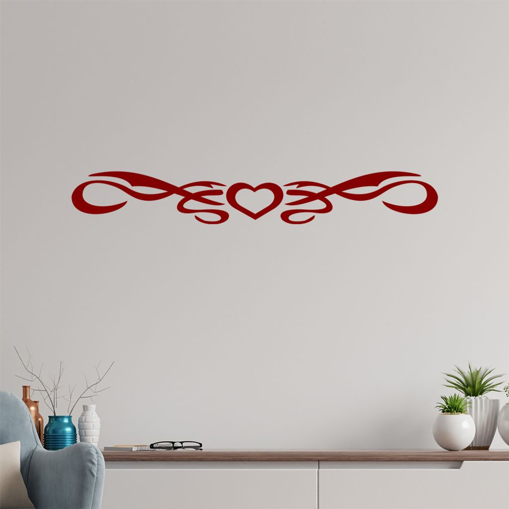Tribal Herz Wandtattoo in 6 Größen - Wandaufkleber Wall Sticker - Dekoration, Küche, Wohnzimmer, Schlafzimmer, Badezimmer