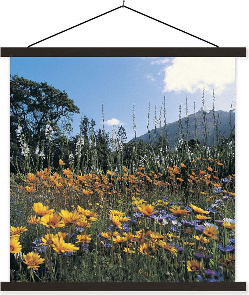 MuchoWow Textilposter Blumen - Natur - Farbe 90x90 cm mit schwarzem Rahmen - Magnetisches