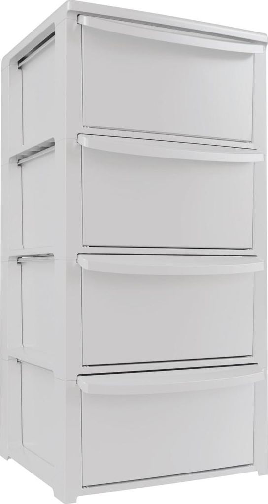 Kommode 4 Schubladen Weiß - Aufbewahrungsmöbel Schlafzimmer Büro Wäscherei 39 x 38,5 x H 80,5 cm Art Plast