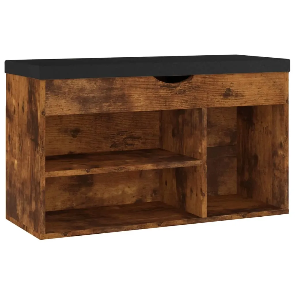 Banc d'entrée pour ranger chaussures 80 cm coloris bois chêne fumé