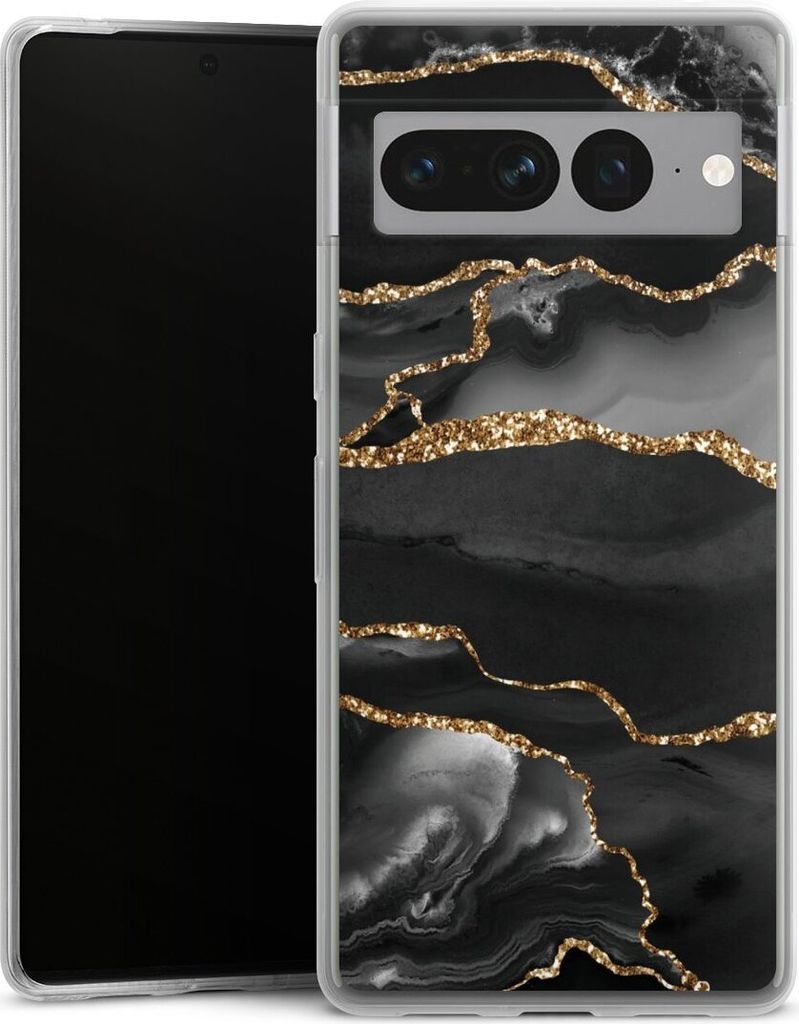 DeinDesign Slim Hülle für Google Pixel 7 Pro Silikon Case Ultra Dünn Handyhülle Glitzer Look Marmor Muster