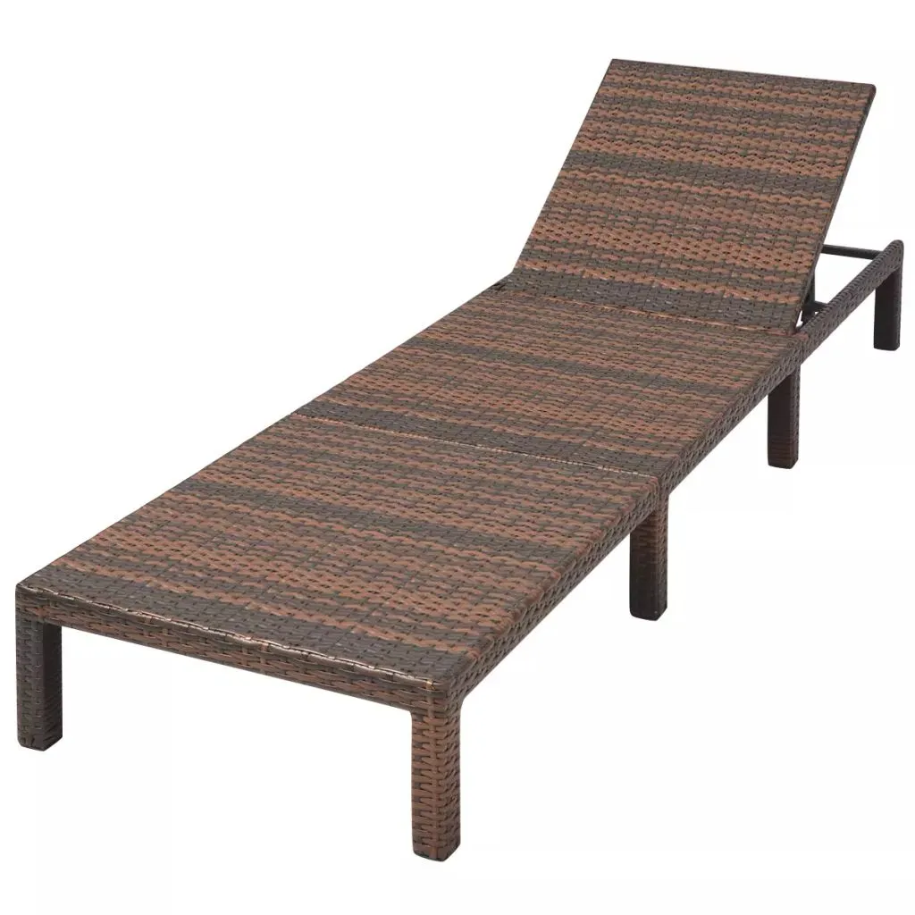 Chaise Longue Résine Tressée Brune Résistante avec Support vidaXL 195cm - 6