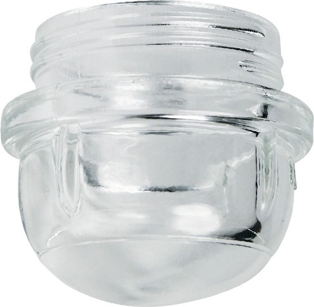 A clear, studio shot of a glass lamp cover.