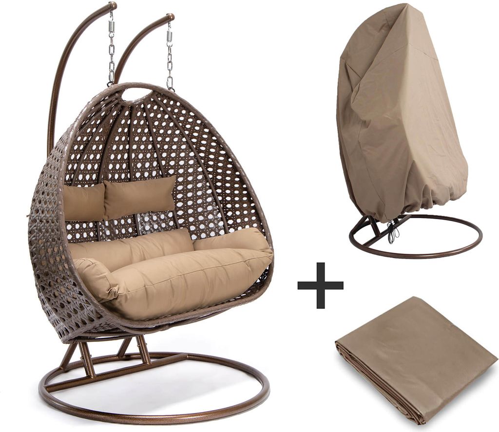 HOME DELUXE - Hängesessel TWIN - Braun, Höhe 195 cm - inkl. Produktbild