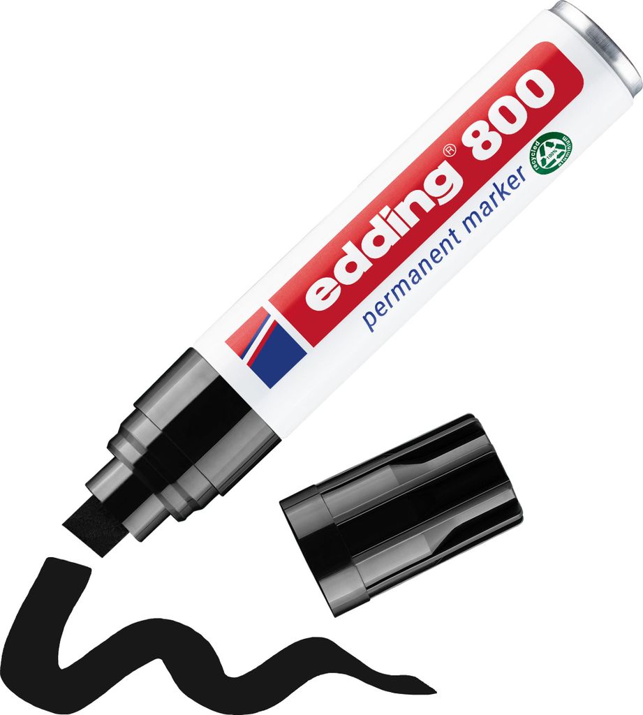 Edding 800, Schwarz, Block, Schwarz, Weiß, Aluminium, Produktbild 