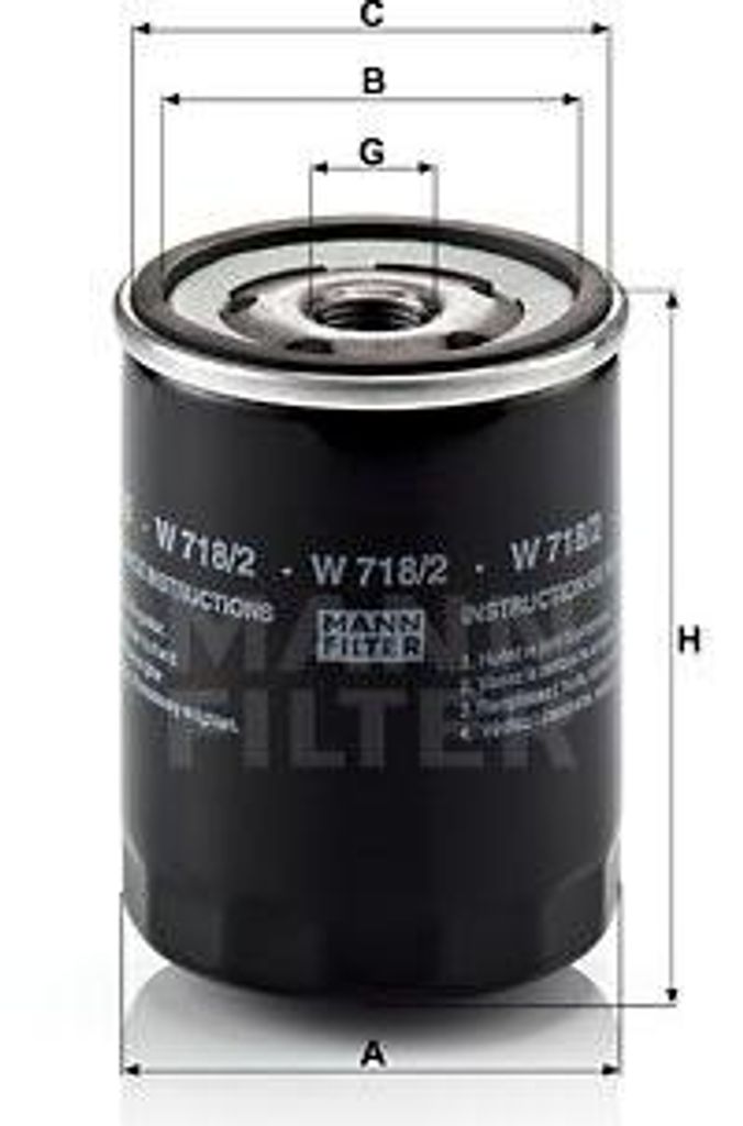 MANN-FILTER W 718/2 Ölfilter OE 116440603000 kompatibel mit Kappa, Delta, Dedra, Tipo, Tempra, Punto, Palio, Fiorino, Ducato, Croma, Bravo, Brava,...