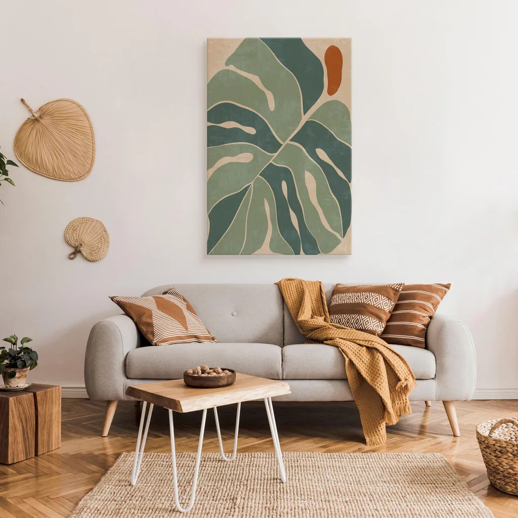 Quadro Moderno Sala da Pranzo Foglie Tropicali Boho 70x100 cm - 3