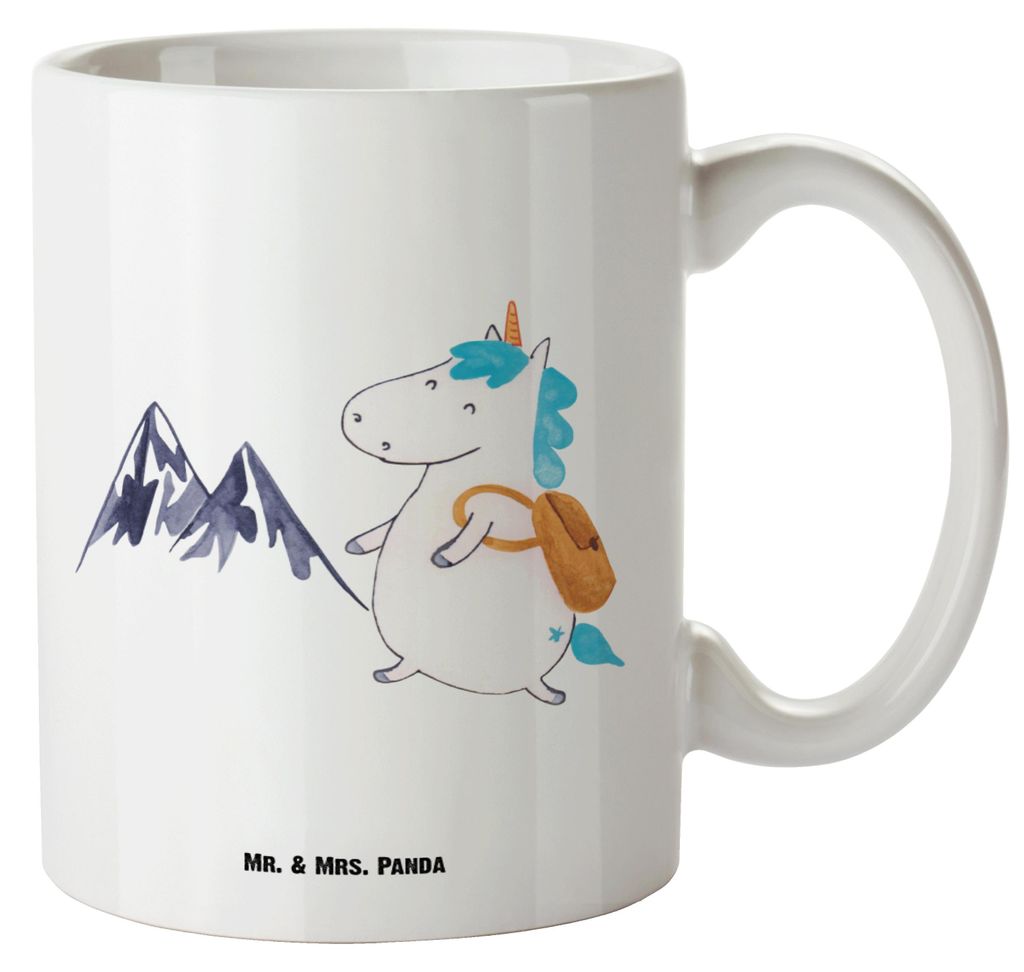 Mr. & Mrs. Panda steingut tasse Einhorn Bergsteiger - Weiß - Geschenk, Teebecher, Keramiktasse, Berge, Urlaub, Deko, Haferl, Riesenkaffeetasse, Ei...