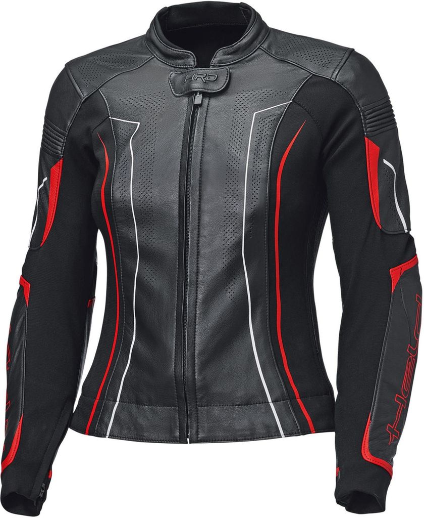Held Debbie 3 Damen Motorrad Lederjacke, schwarz/neon-rot, 38