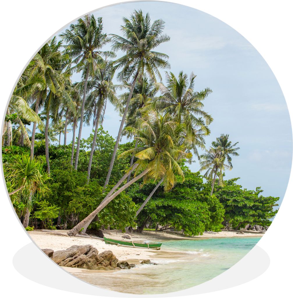 MuchoWow Rundes Wandbild - Runde Bilder Palmen - Strand - Sommer - Tropisch Ø 90 cm Kreis Wanddekoration Kunststoff - Wandkreis - Wandschmuck - ...