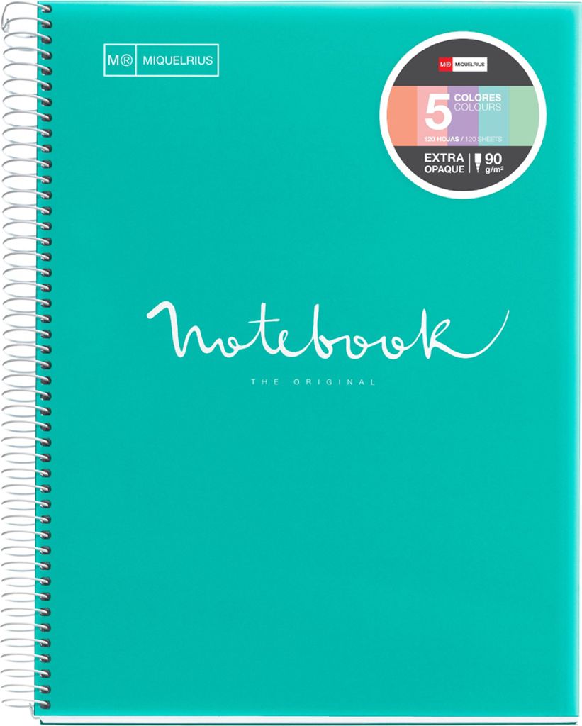 MIQUELRIUS Collegeblock "Notebook EMOTIONS" DIN A4 türkis kariert 120 Blatt
