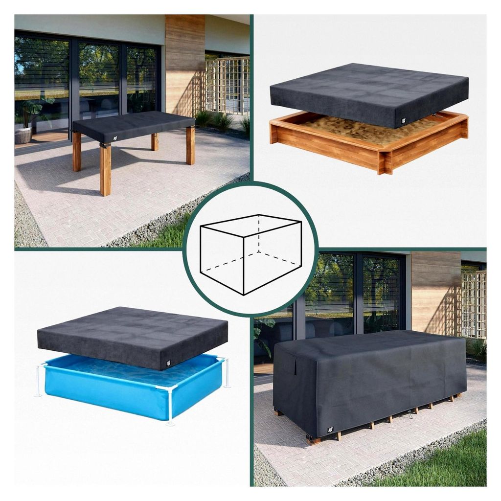 Maßgefertigte Abdeckung - Rechteckig oder Quadratisch – wasserdichte Oxford 600D Schutzhülle für Gartentische und Gartenmöbel-Sets