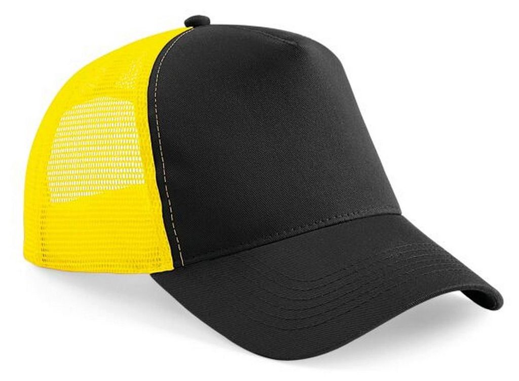 Beechfield - Trucker Cap Snapback für Herren/Damen Uni FK1457 (Einheitsgröße) (Schwarz/Gelb)