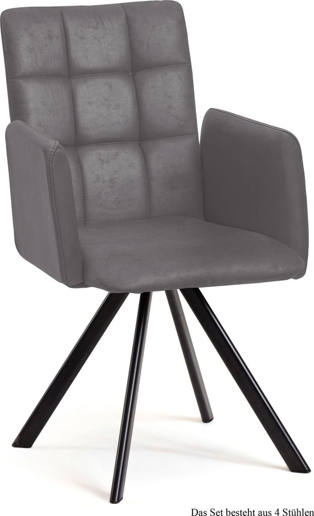 Armlehnstuhl drehbar (4er-Set) Despo 52x91x60 Schwarz/Grau