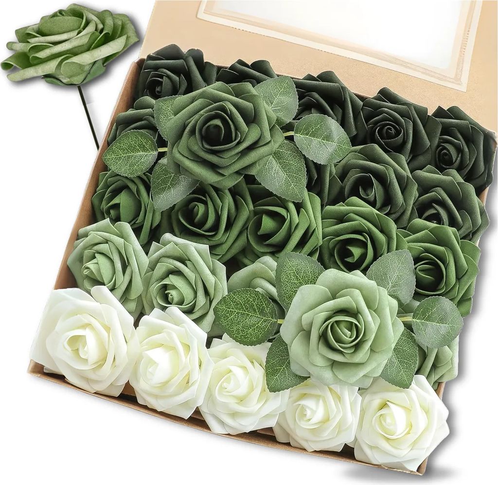 EDIBAZZAR | Rosenstrauß Set 25tlg bunte dekorative Kunstrosen