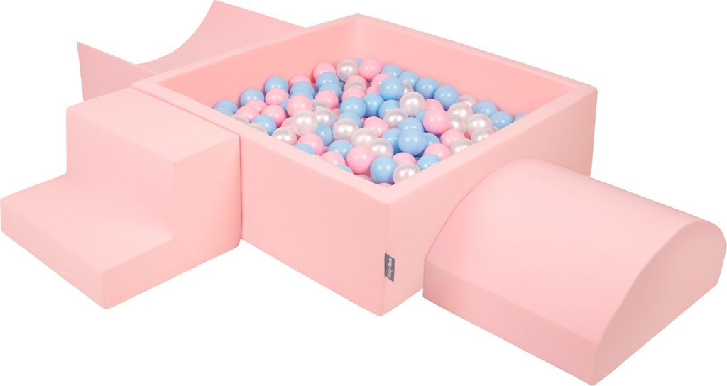 KiddyMoon Spielplatz Aus Schaumstoff Mit 300 Bälle ∅7cm Hindernisläufen Version 6 Quadrat Bällepool Mit Bunten Bällen Für Babys Und Kinder