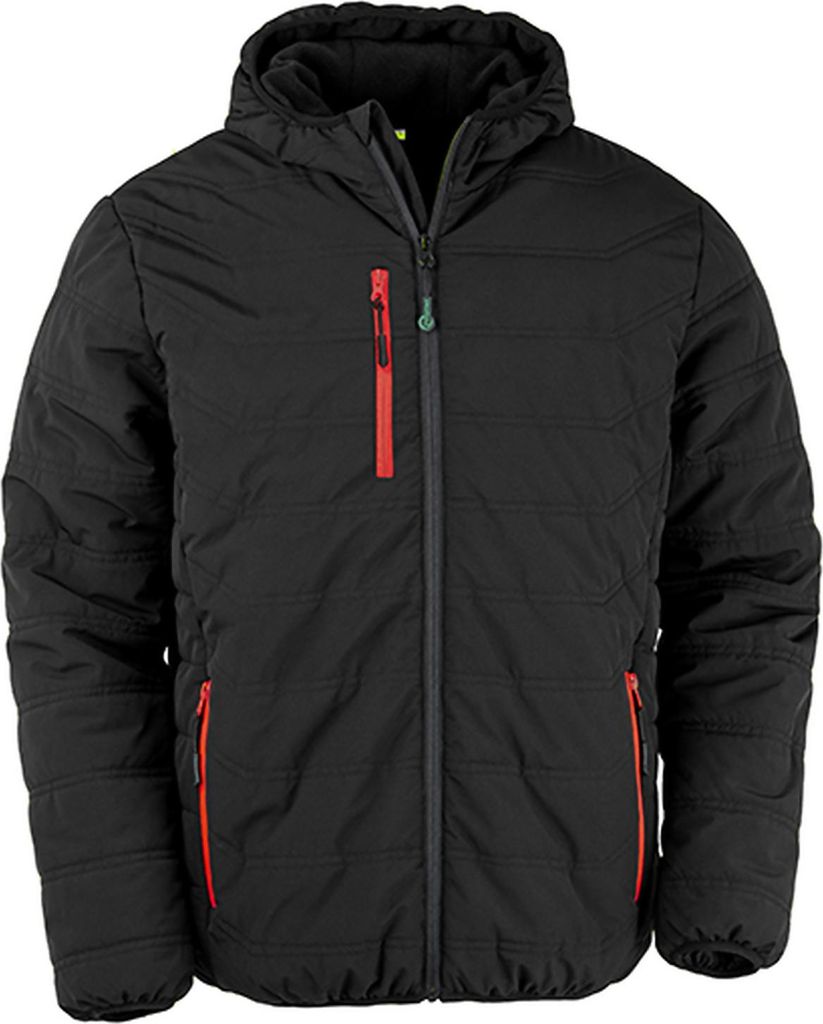 Result Genuine Recycled R240X | Recycled Black Compass Padded Winter Jacket - Farbe: Black/Red - Größe: XXL
