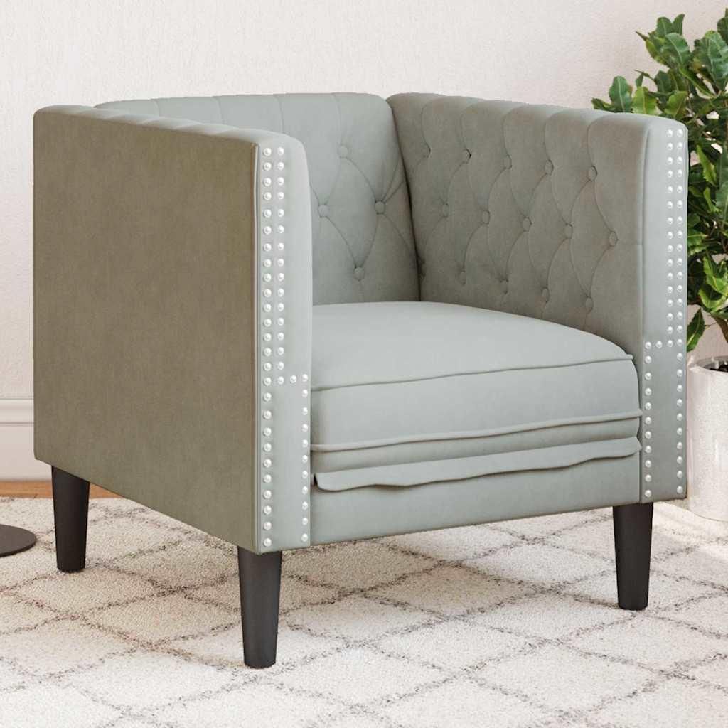 "Schlussverkauf" Wohnzimmer Couch/Sofa - mit Ergonomisches Design - Hellgrau 74,5x71x70,5 cm Samt C14144